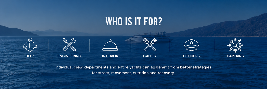 NervCoaching At Sea wellness support for yacht crew, deck, engineering, interior, galley, officers and captains